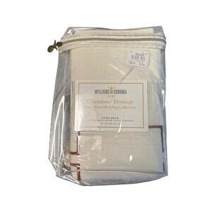 Williams Sonoma Ivory Hotel Bedding Euro Sham 26x26" Cotton Embroidered Brown